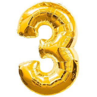 Шар фольгированный цифра 3 (три) золото